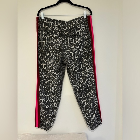 MOTHER | Linen Blend Cheetah Print Cuffed Pants W/ Pink Stripes Down The Sides - Picture 4 of 5